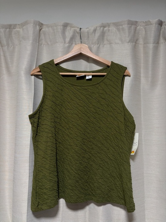 C&C California Tops - C&C California Olive Green Textured Sleeveless Tank